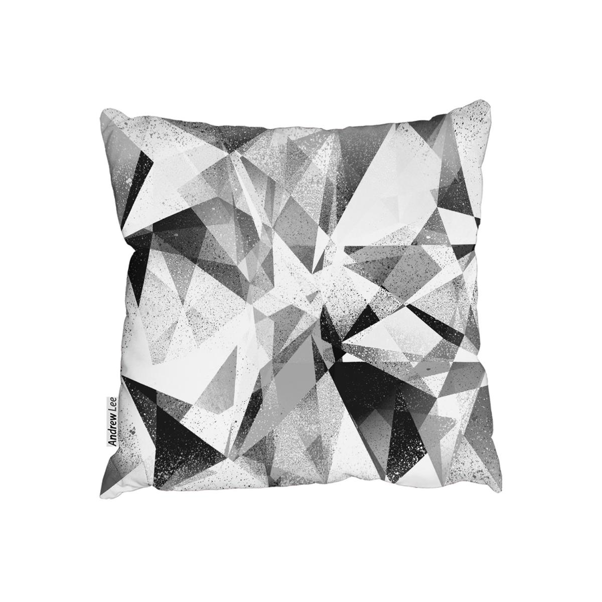 Black White Geometric Grunge Pattern Outdoor Cushion - Black / 45cm – image 2