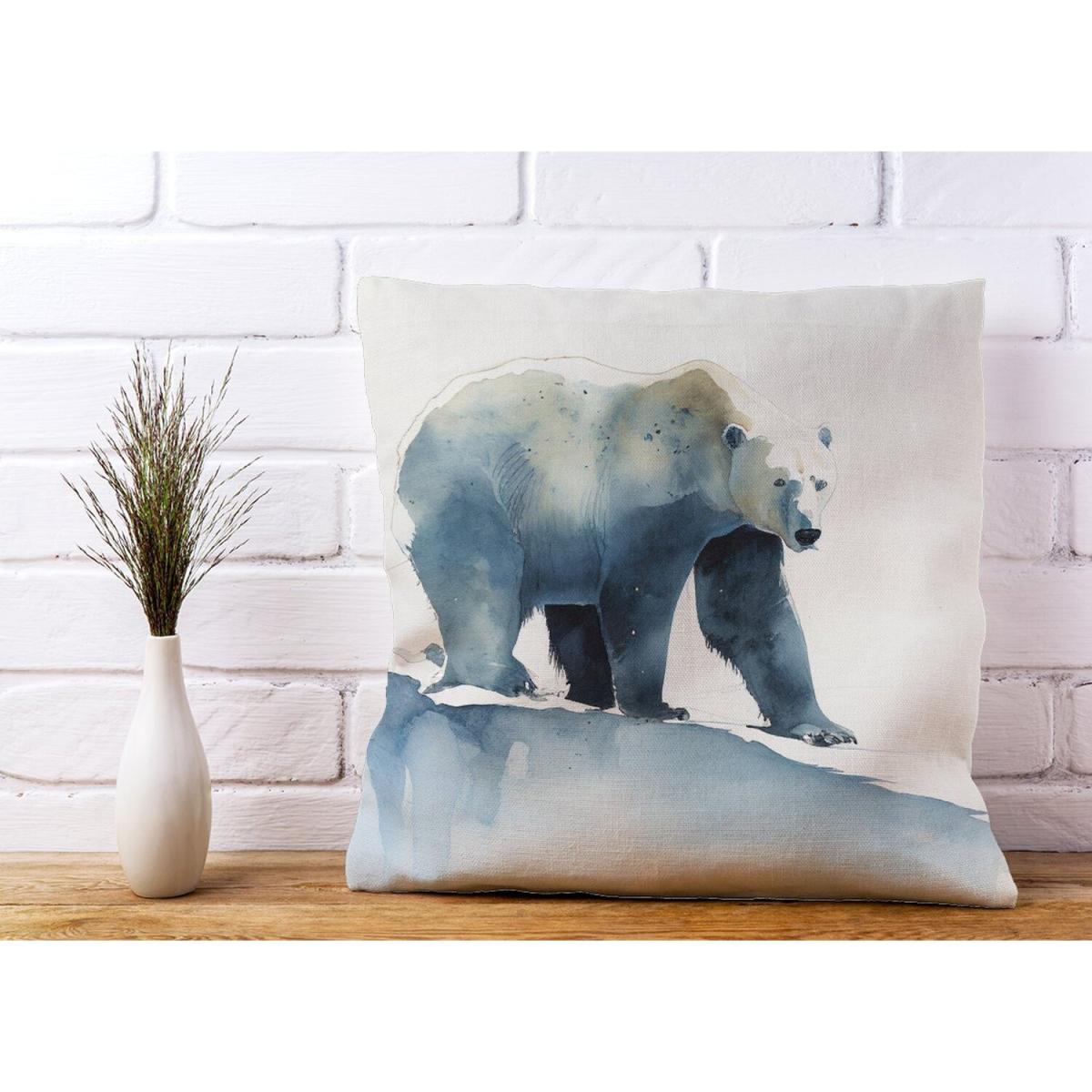 Polar Bear Watercolour Cushion - Yellow – image 3