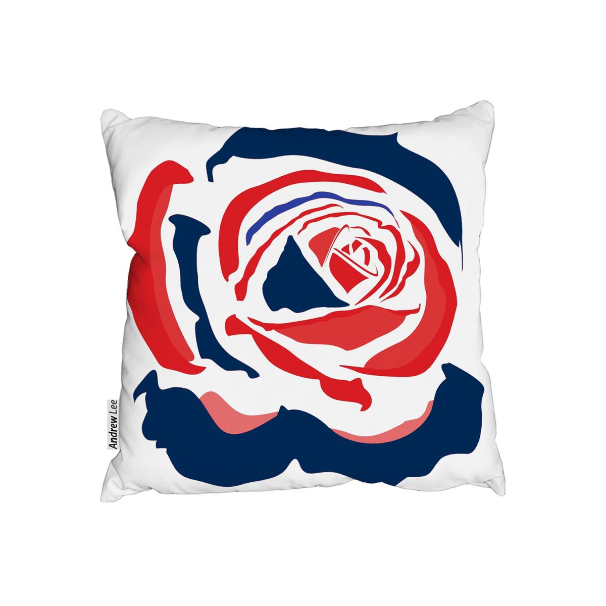 Red  Blue Rose Print Outdoor Cushion - Red / 60cm – image 2
