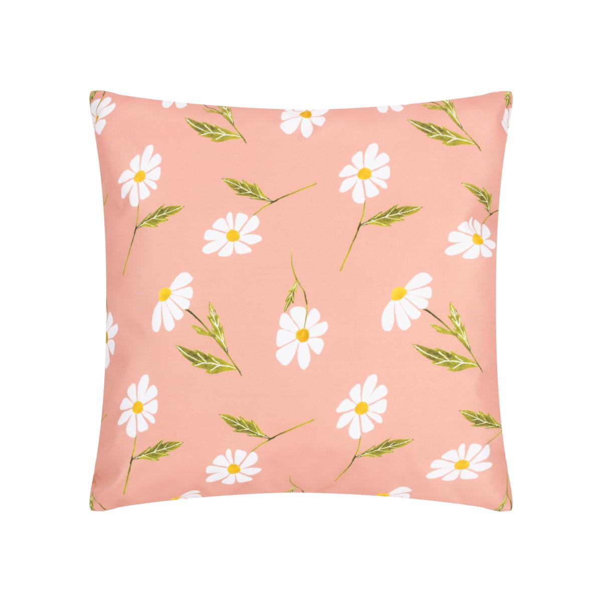 Daisies Floral Reversible Outdoor Outdoor Filled Cushion - Pink