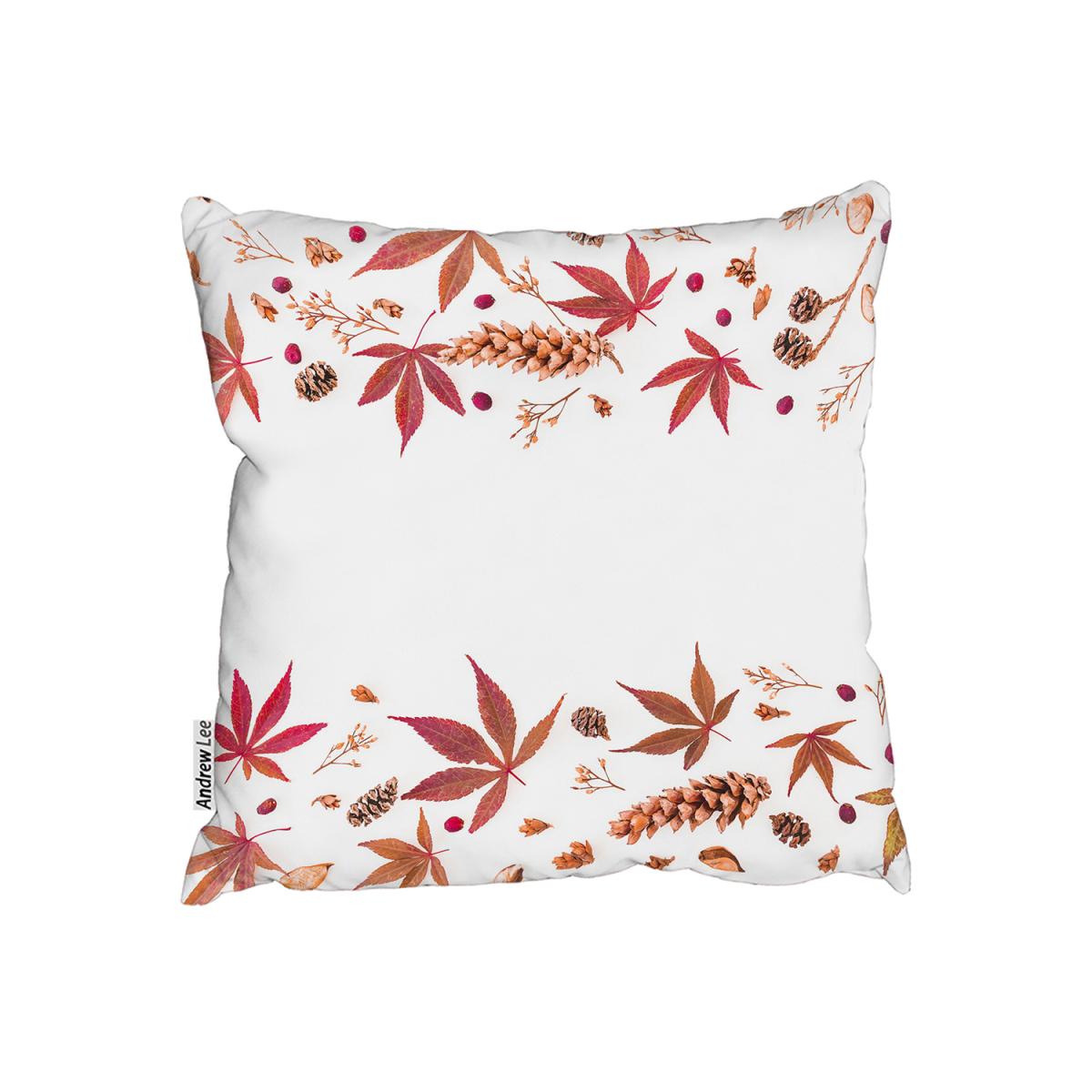Autumn Leaves Half Border Outdoor Cushion - Pink / 45cm – image 2