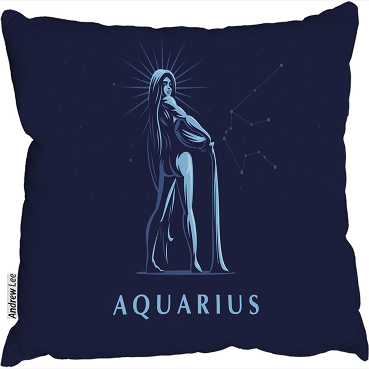 Sign Of The Zodiac Aquarius Stylish Cushion - Blue / 60cm