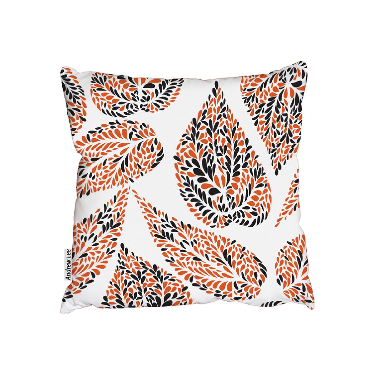 Swirl With Floral Doodled Textures Cushion - Orange / 45cm