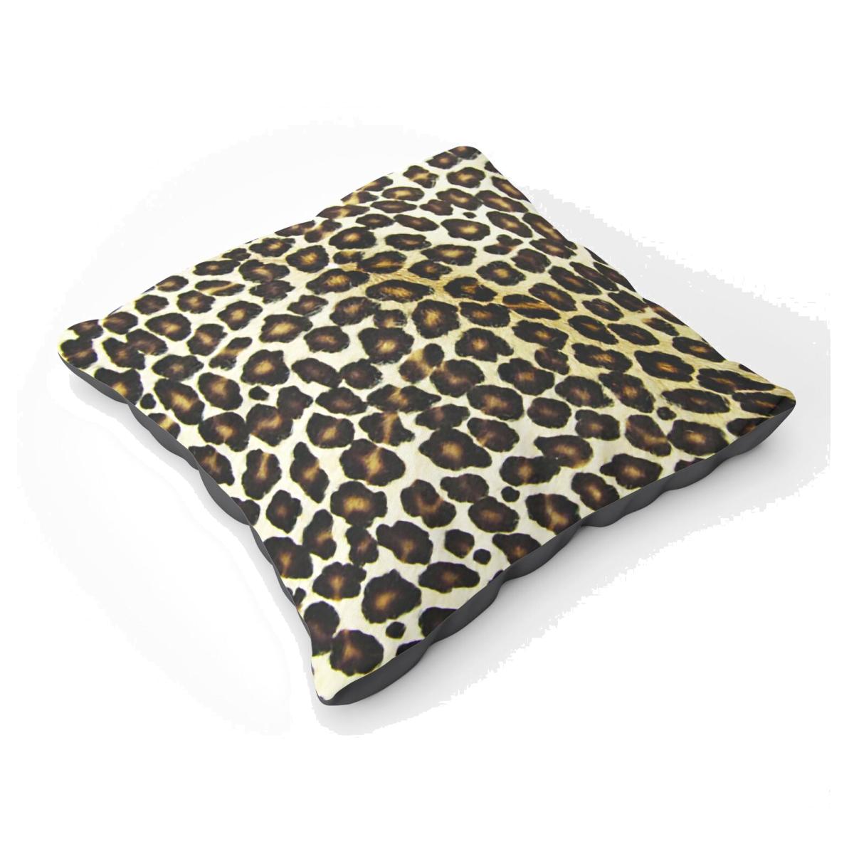 Leopard Hide Print Floor Cushion - Brown