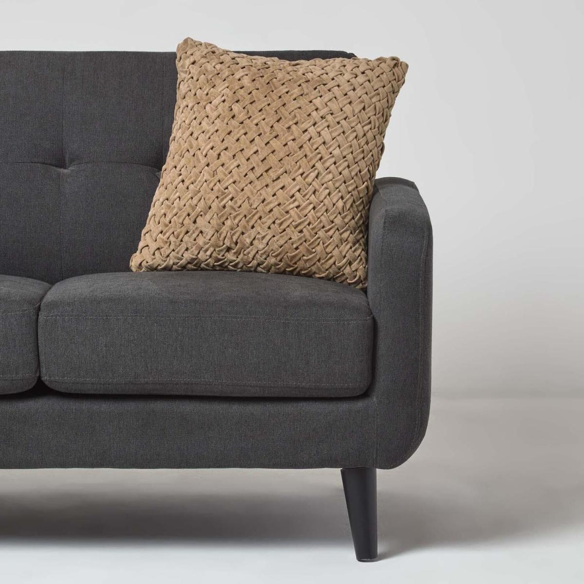 Sofia Pleated Brown Velvet Cushion - Sand – image 2