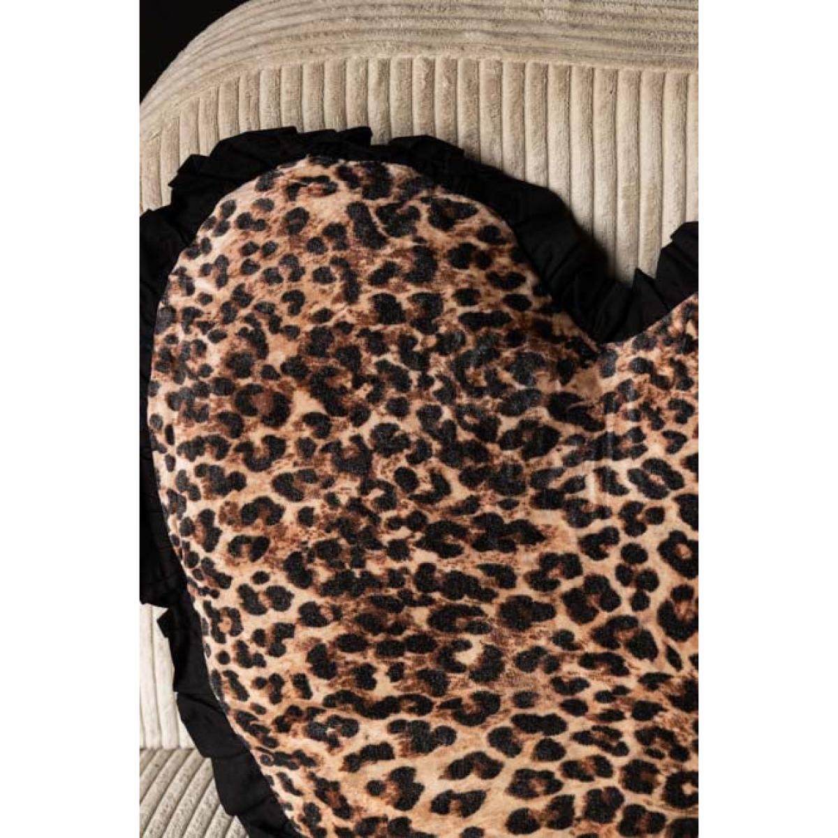 Heart Leopard Print Velvet Ruffle Cushion – image 3