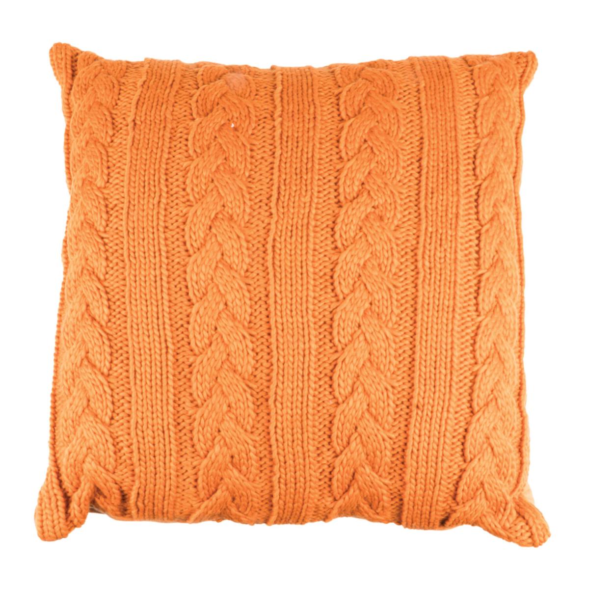 Cable Knit Cushion Grey - Orange – image 2
