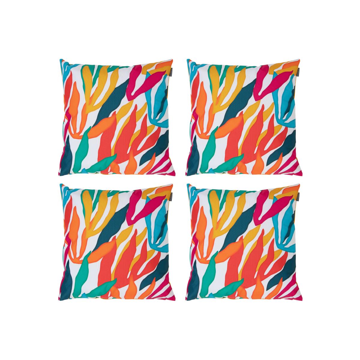 Abstract Palm Outdoor Cushion (Set of 4) - Yellow – image 1