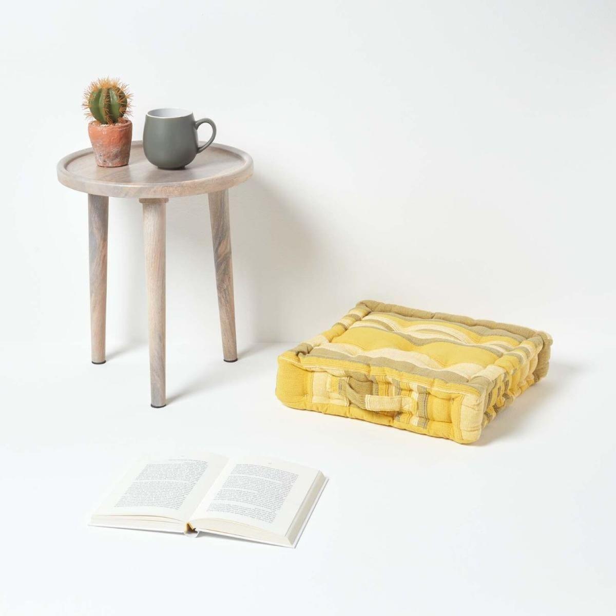 Homescapes Morocco Striped Cotton Floor Cushion - Yellow – image 3