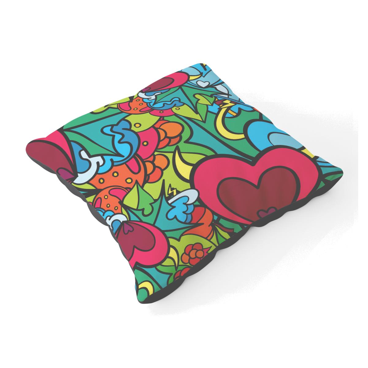 Hippie Psychedelic Pattern Floor Cushion - Blue