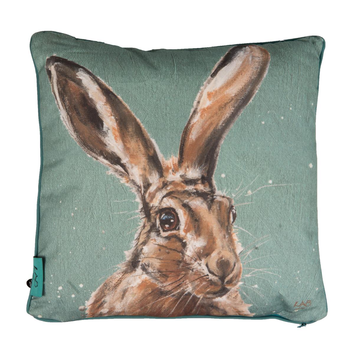 Lousie Brown Hare Cushion - Duck Egg – image 2