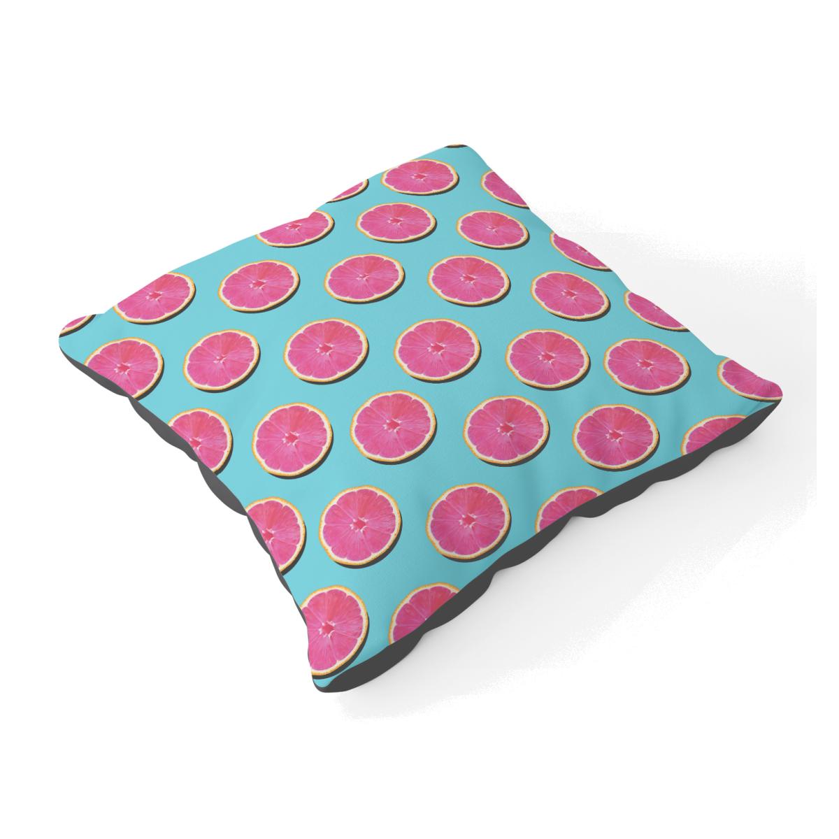 Fruity Pattern Of Pink Grapefruit Floor Cushion - Pink
