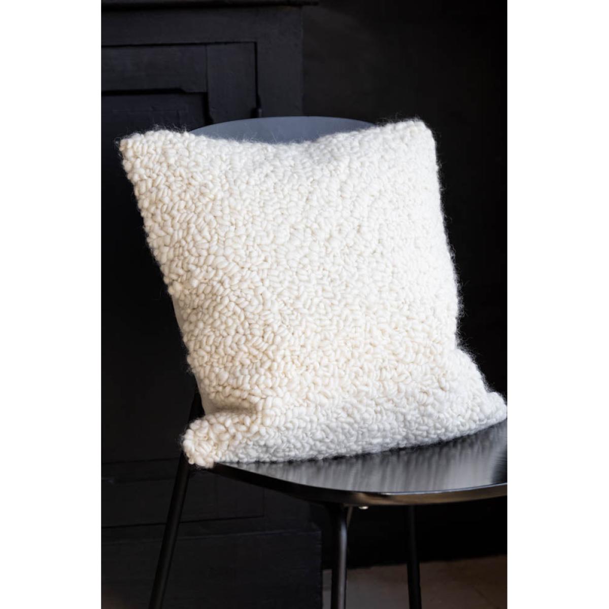 Cream Chunky Boucle Cushion – image 2