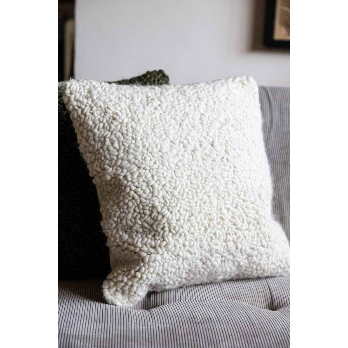 Cream Chunky Boucle Cushion – image 5
