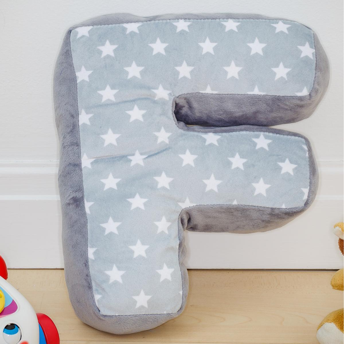 Letter Cushion F - Grey/White – image 2