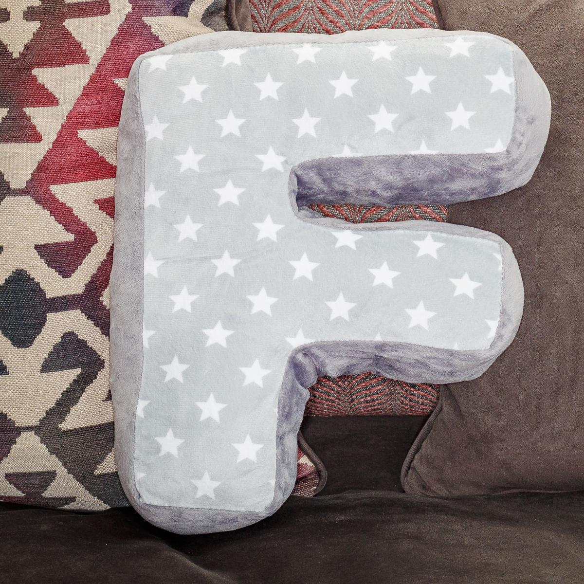 Letter Cushion F - Grey/White – image 3