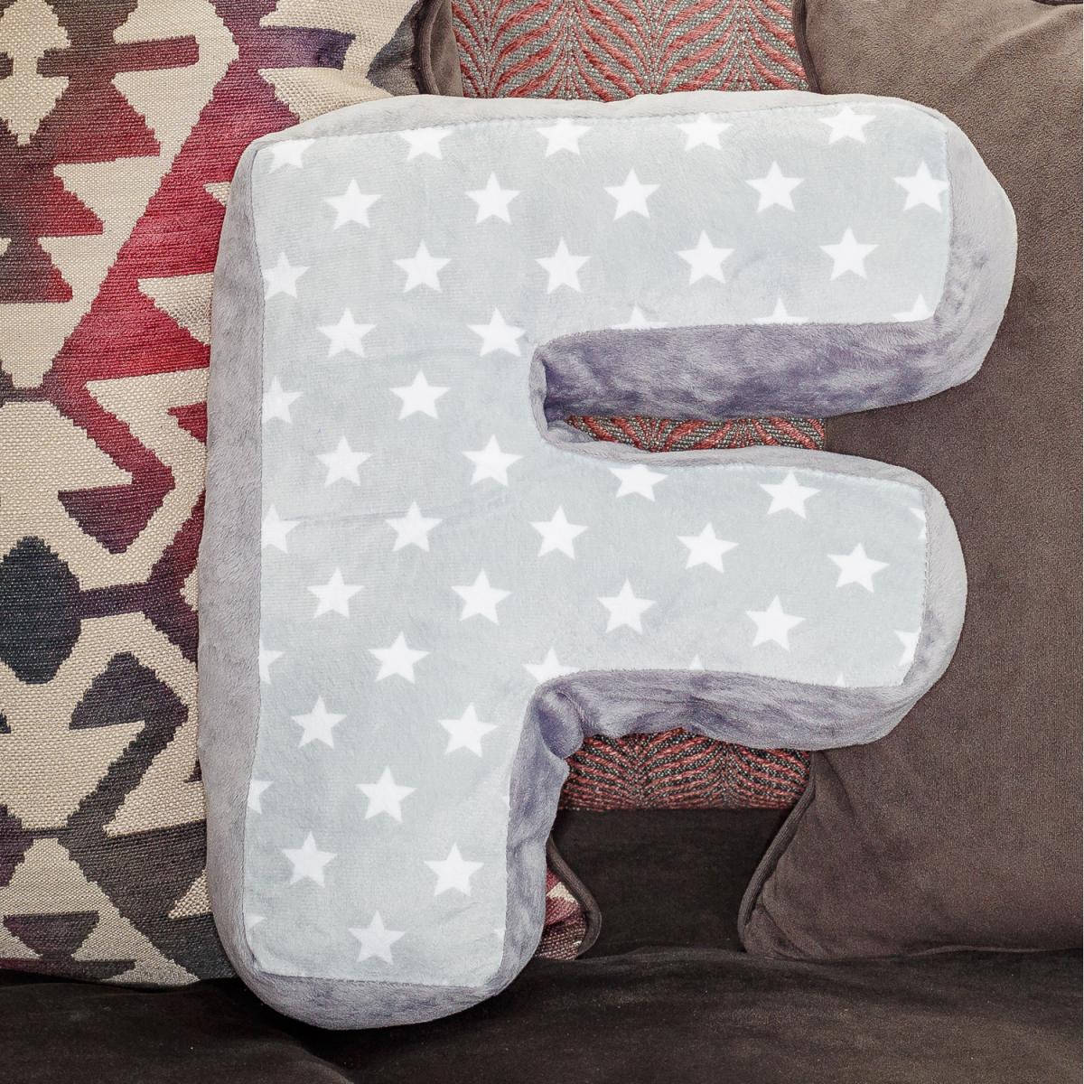 Letter Cushion F - Grey/White – image 4