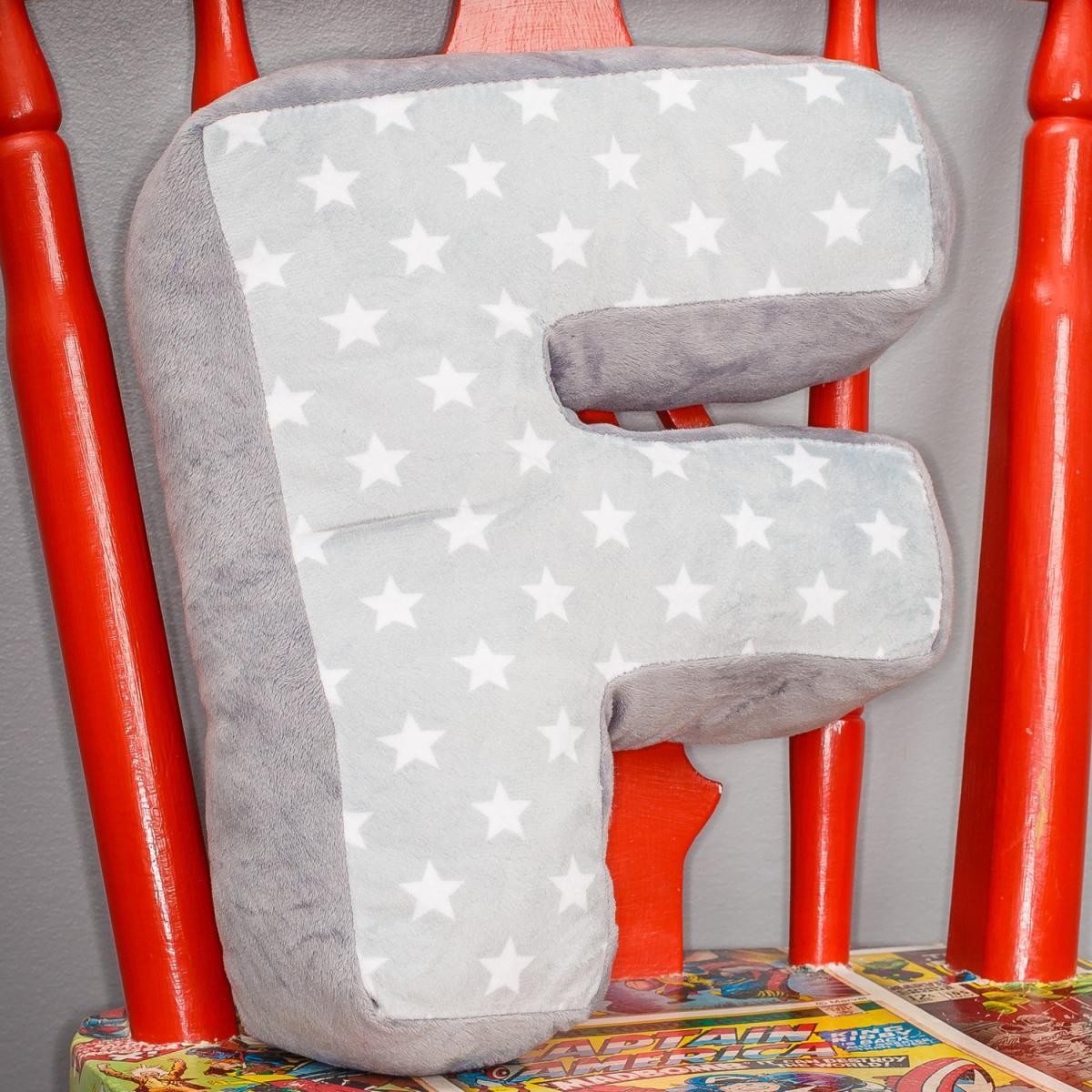 Letter Cushion F - Grey/White – image 1