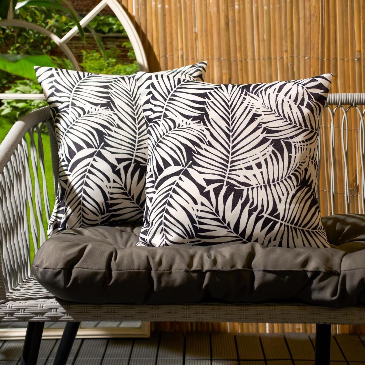 Pack Of Outdoor Leaf Filled Cushions - Black / 4