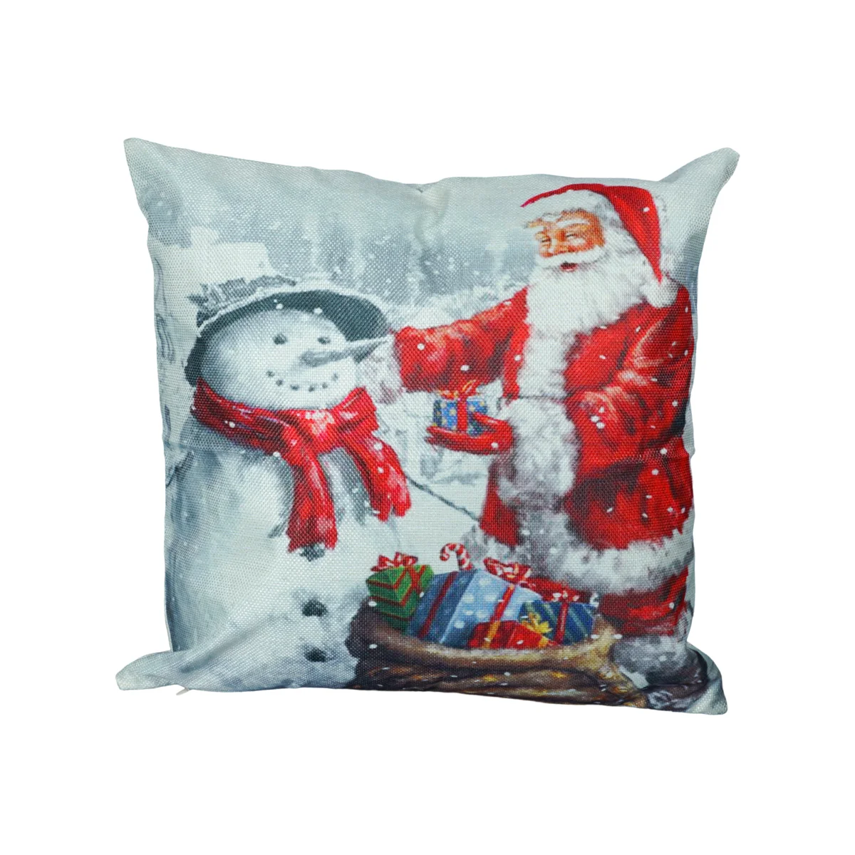 Christmas Themed Cushion Santa Snowman - White and Red – image 1