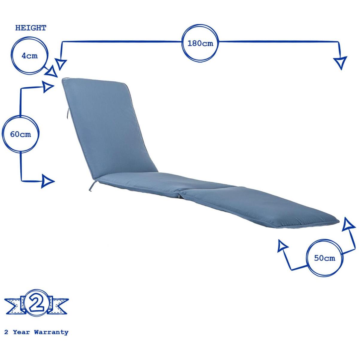 Master Garden Sun Lounger Cushions - 180cm - Pack of 2 - Navy / Blue – image 2