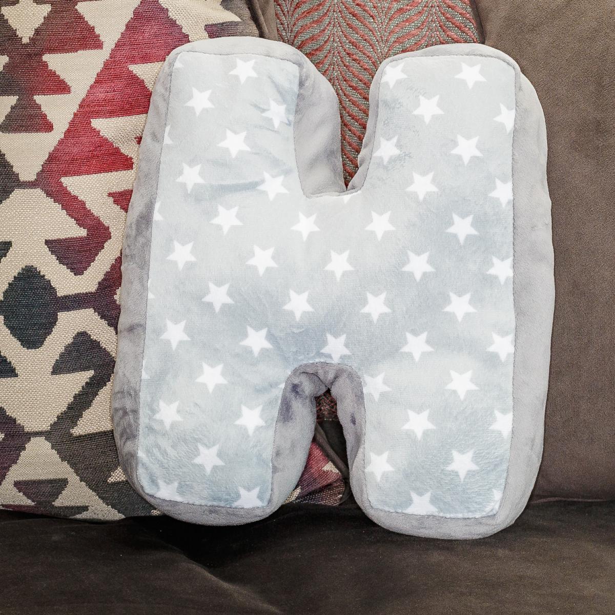 Letter Cushion H - Grey/White – image 3