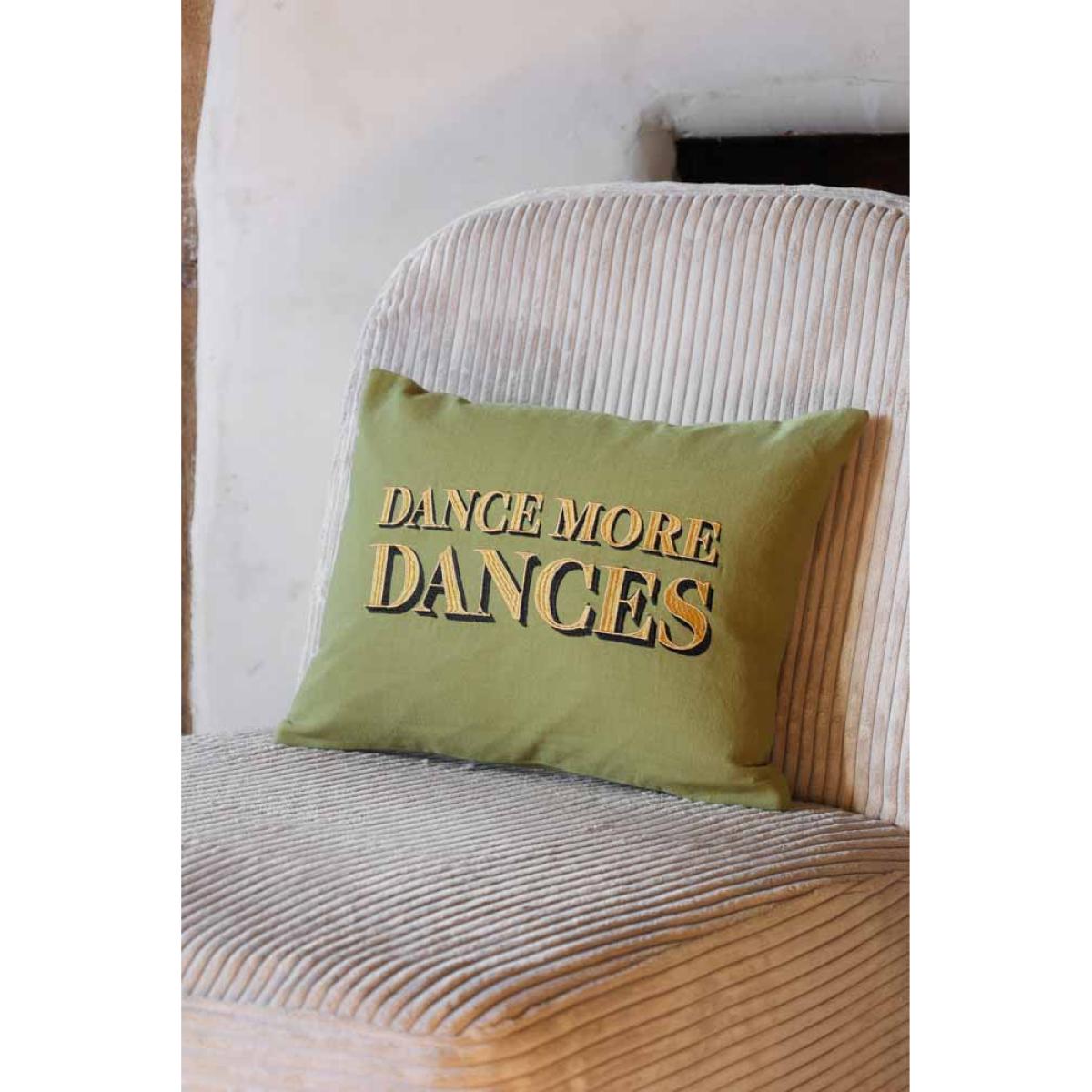 Dance More Dances Embroidered Green Cushion – image 2