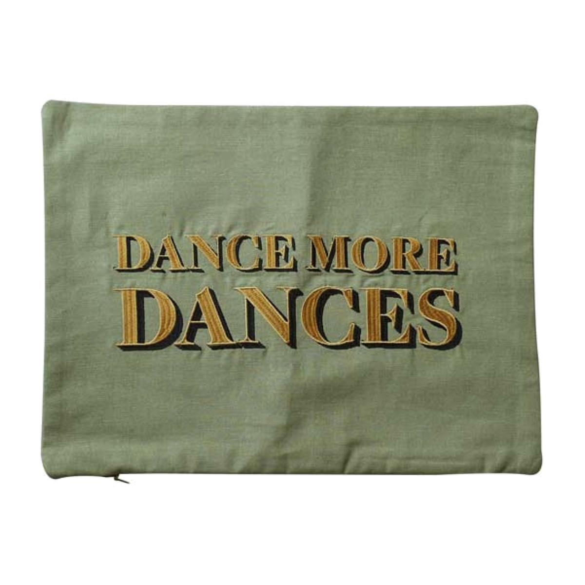 Dance More Dances Embroidered Green Cushion – image 1