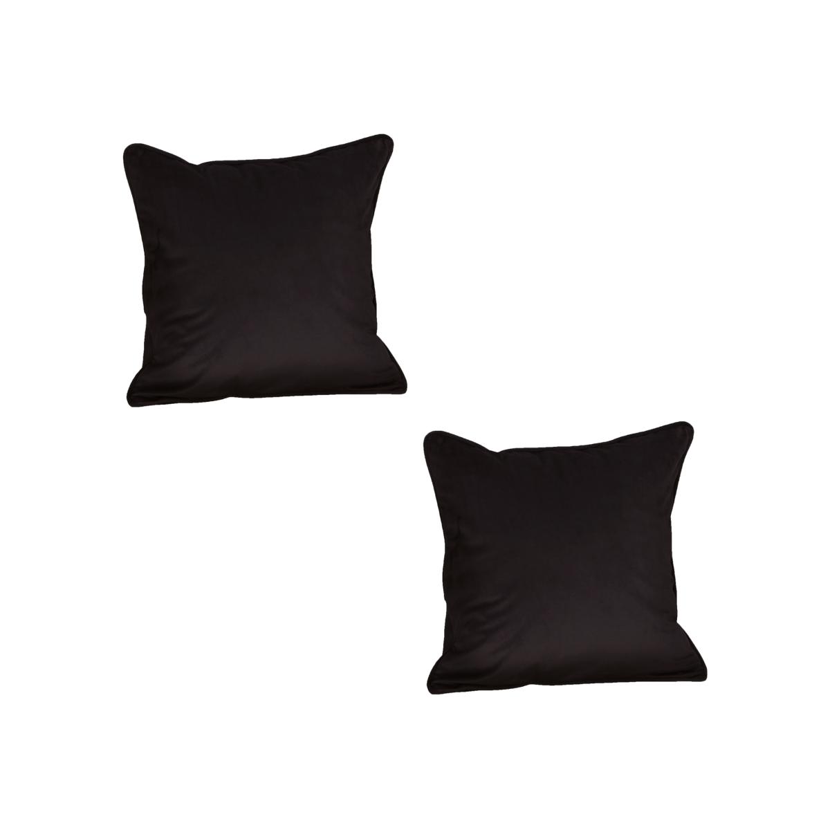 Velour Plain Filled Cushions - Black / 2