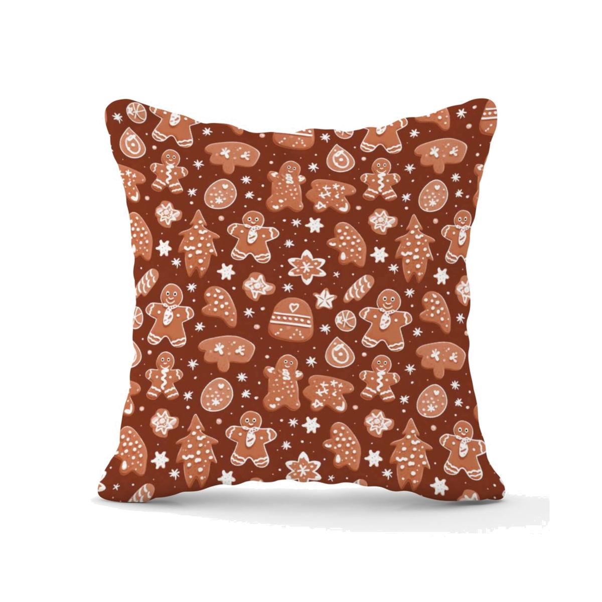 Gingerbread Cookies Cushion - Brown / 45cm