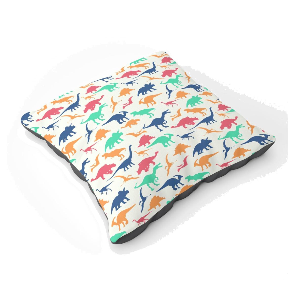 Multicoloured Dinosaurs Floor Cushion - Blue