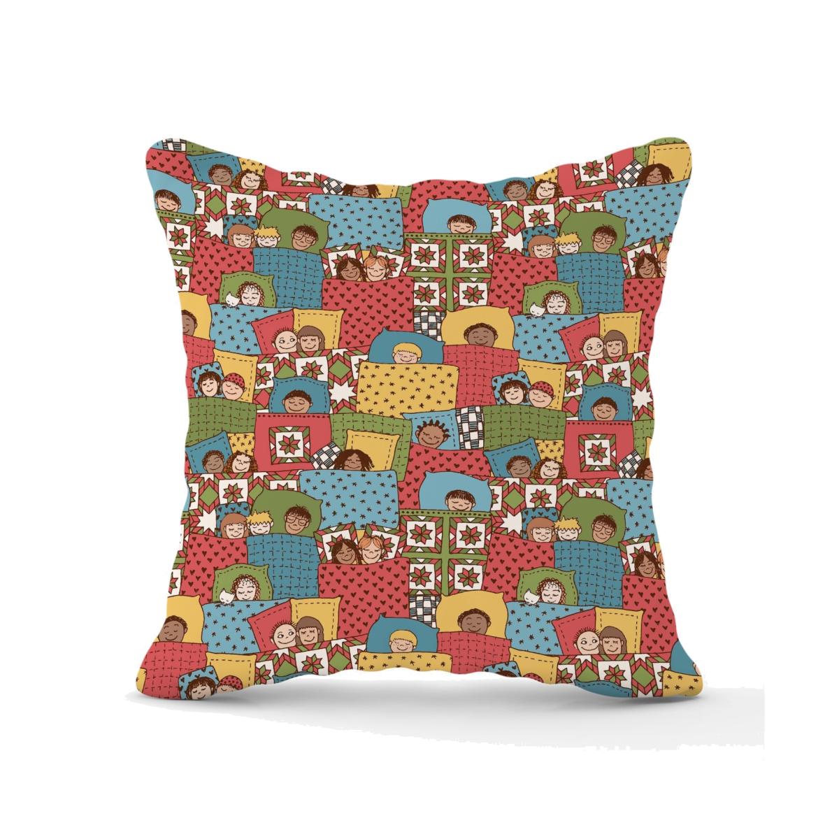Hand Drawn Sleeping Doodle Faces Outdoor Cushion - Red / 60cm