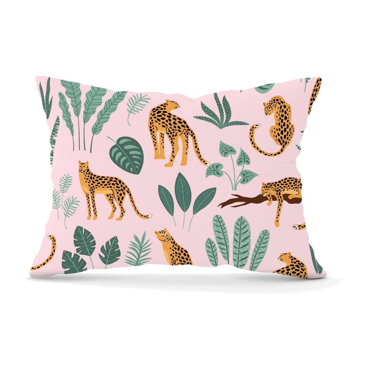 Hand Drawn Leopards Cushion - Pink / 28cm