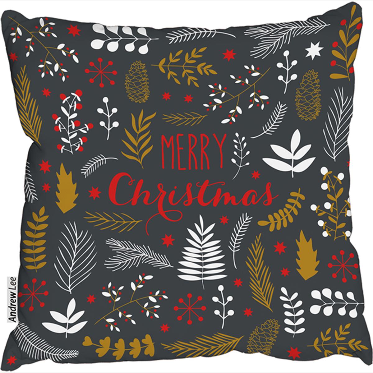 Merry Christmas Lettering Stylish Cushion - Black / 60cm