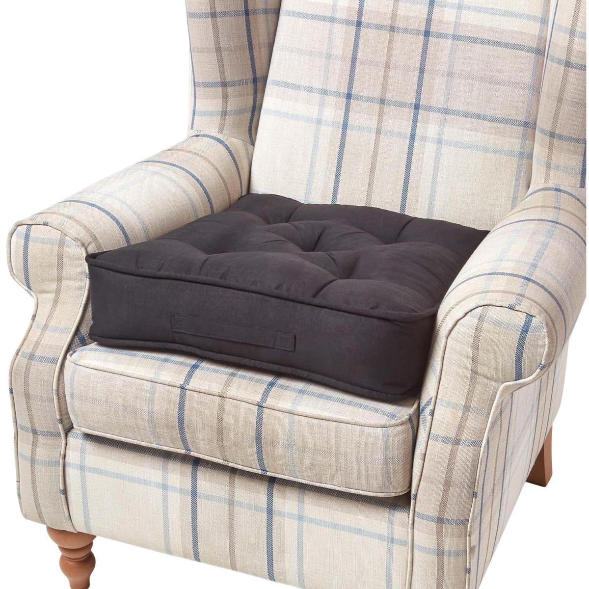 Armchair Booster Cushion with Faux Suede Cover - Black – image 6