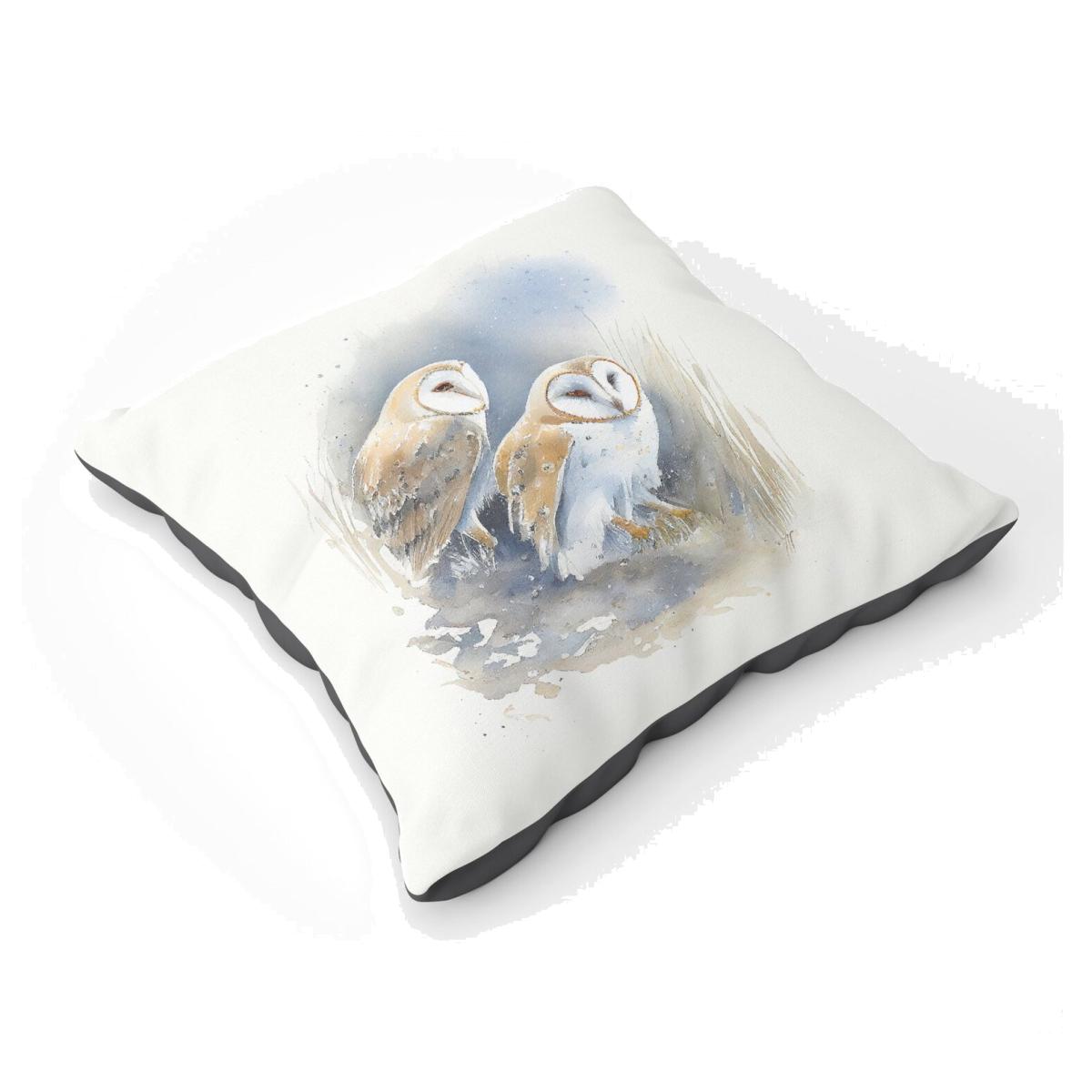 Barn Ano Owls Watercolour Floor Cushion - Neutral