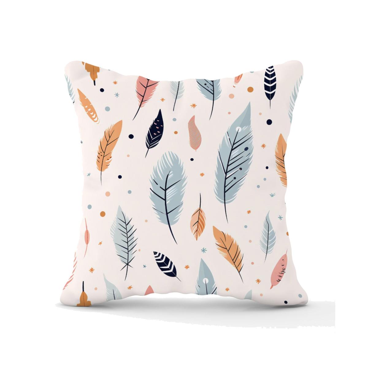 Pastel Feather Pattern Outdoor Cushion - Blue / 45cm