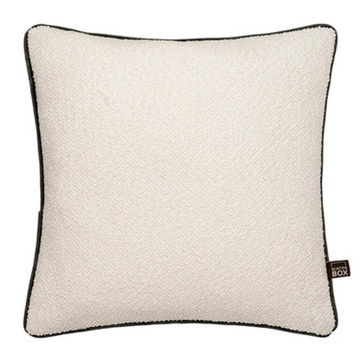 Leighton Boucle Velvet Piping Cushion in Cream Green58x58cm – image 2