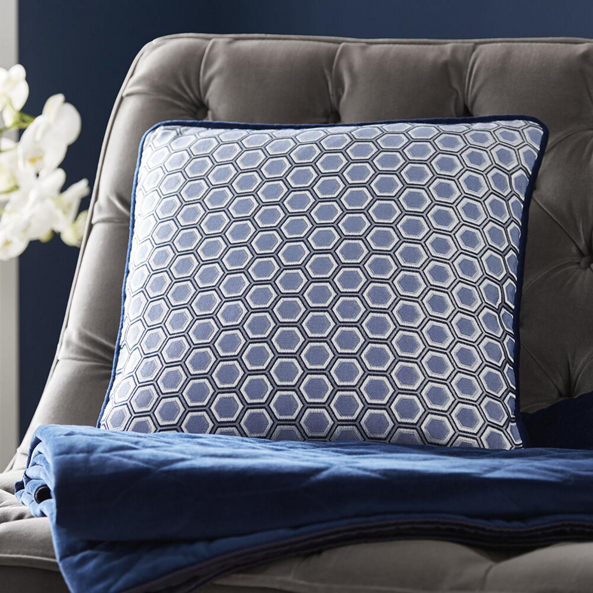Hexagon Geometric Cushion By Tess Daly in Midnight Blue – image 1
