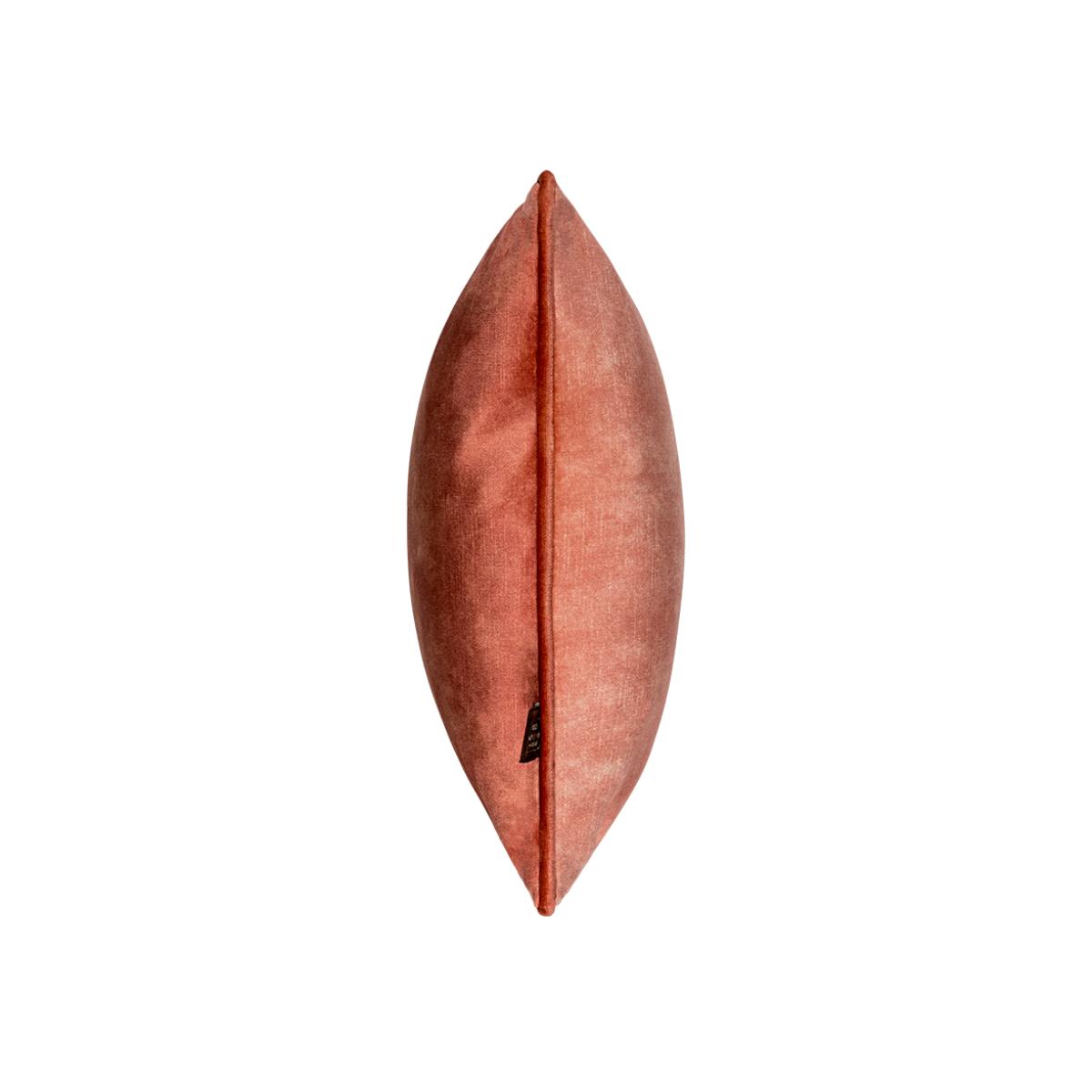 Etta Textured Velvet Bolster Cushion in Salmon Rose Pink35x50cm – image 1