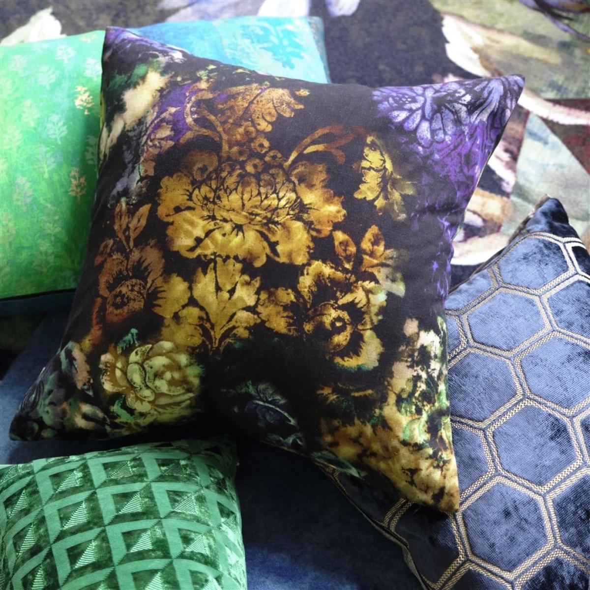Tarbana Floral Damask Cushion By Designers Guild in Midnight Blue – image 2