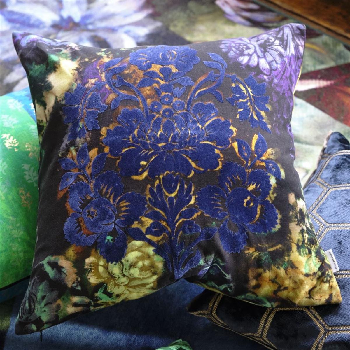 Tarbana Floral Damask Cushion By Designers Guild in Midnight Blue – image 1