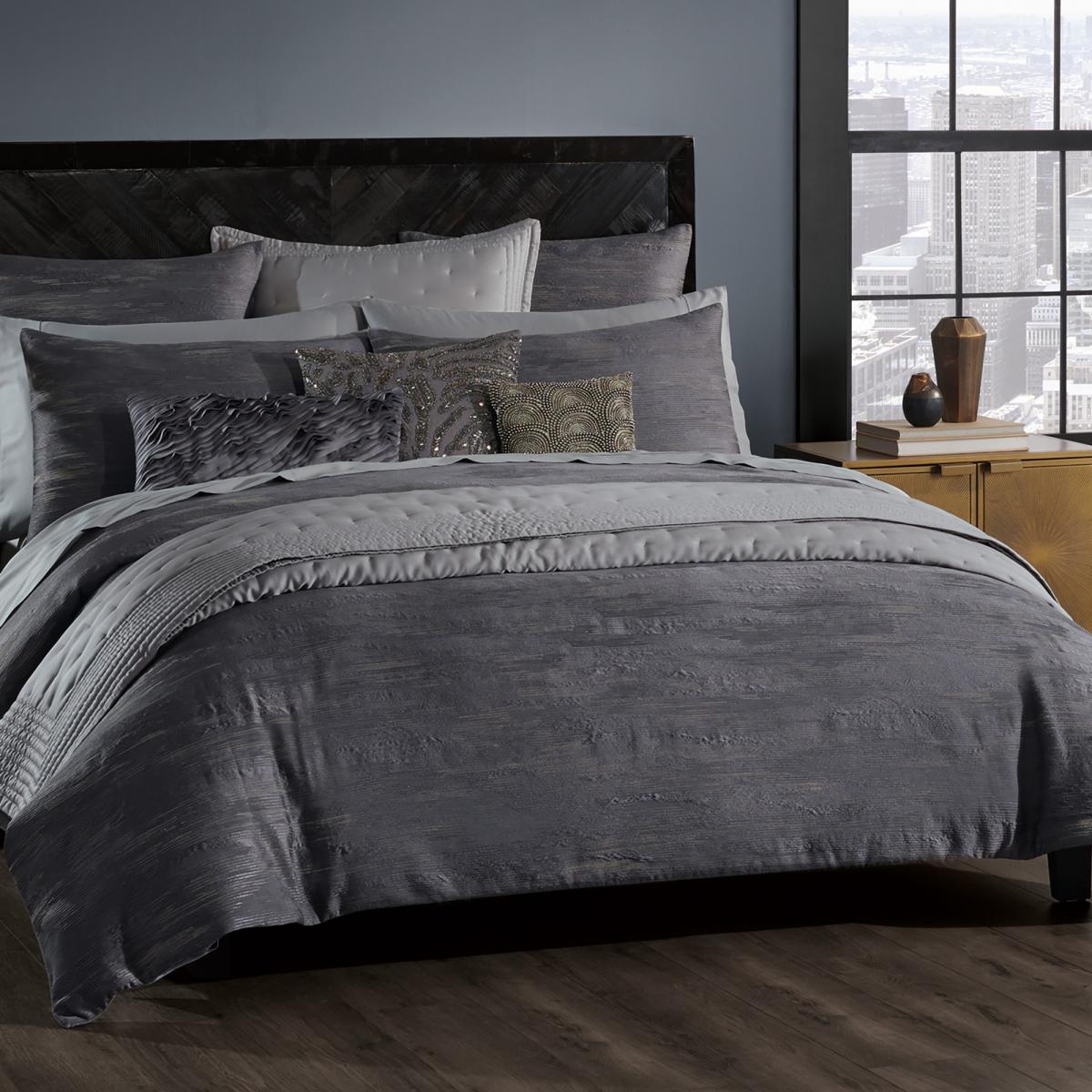 Donna Karan Gravity Textured Cushion in Charcoal Grey 28x56cm – image 2