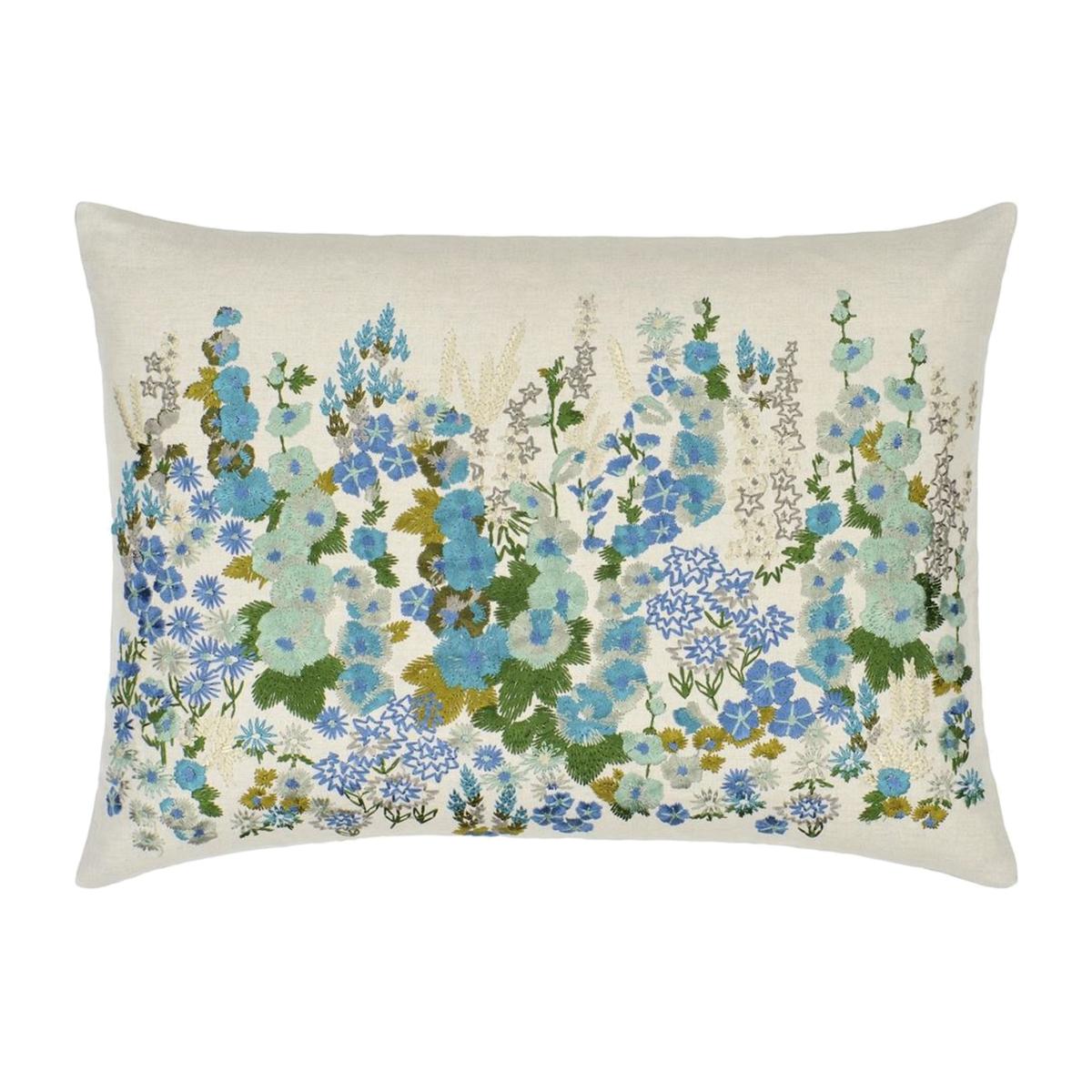 Designers Guild Hollyhock Floral Cushion in Celadon Blue – image 1