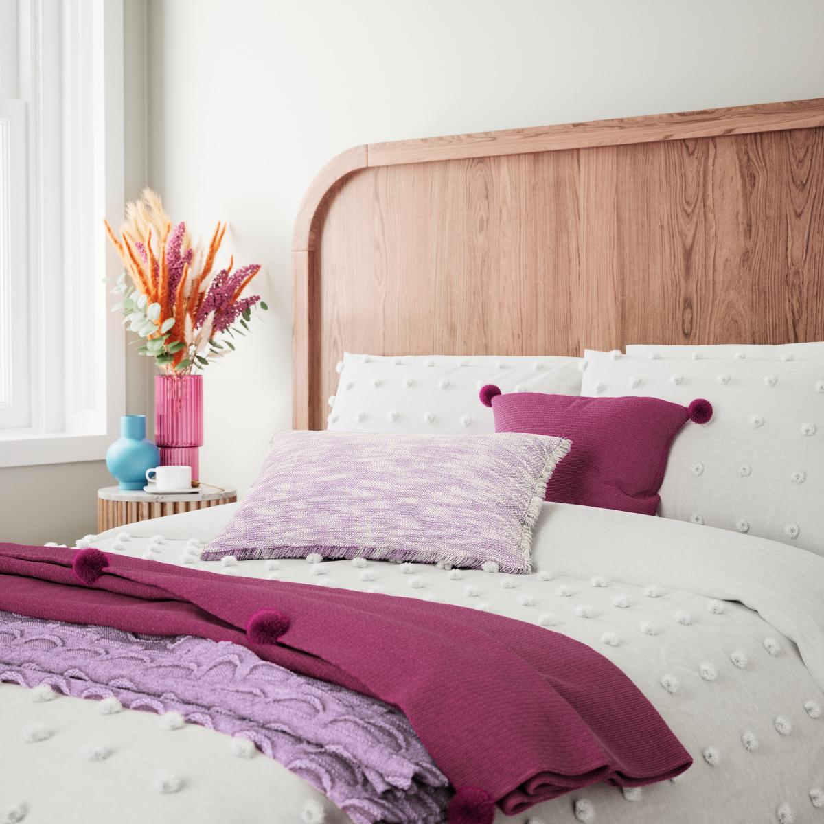 Budding Brights Pom Pom Cushion by Helena Springfield in Fuchsia Pink 45x45cm – image 3