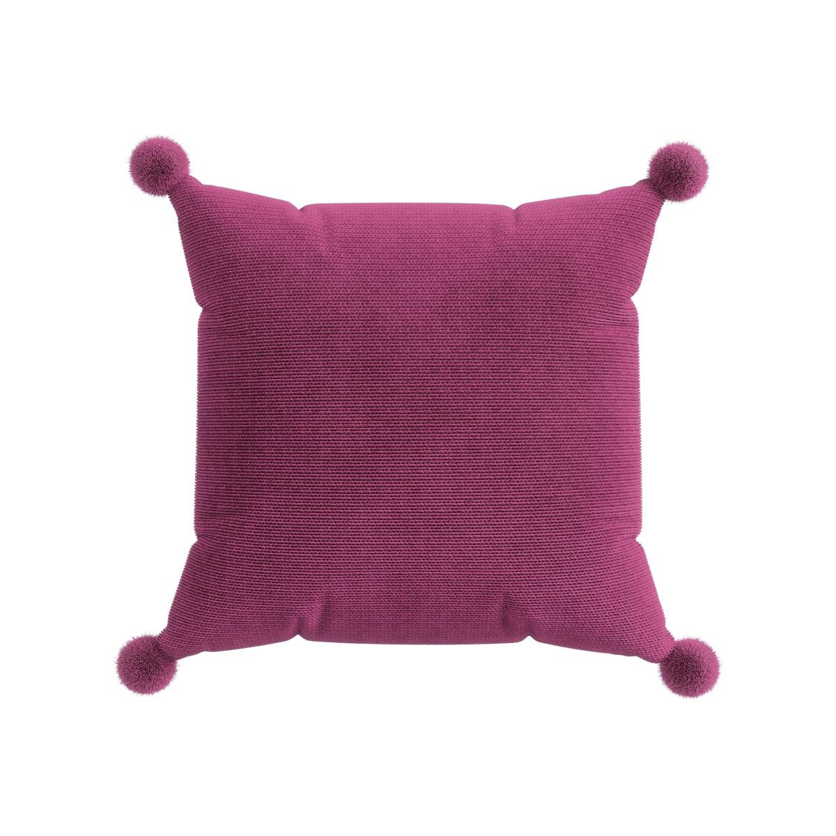 Budding Brights Pom Pom Cushion by Helena Springfield in Fuchsia Pink 45x45cm – image 1