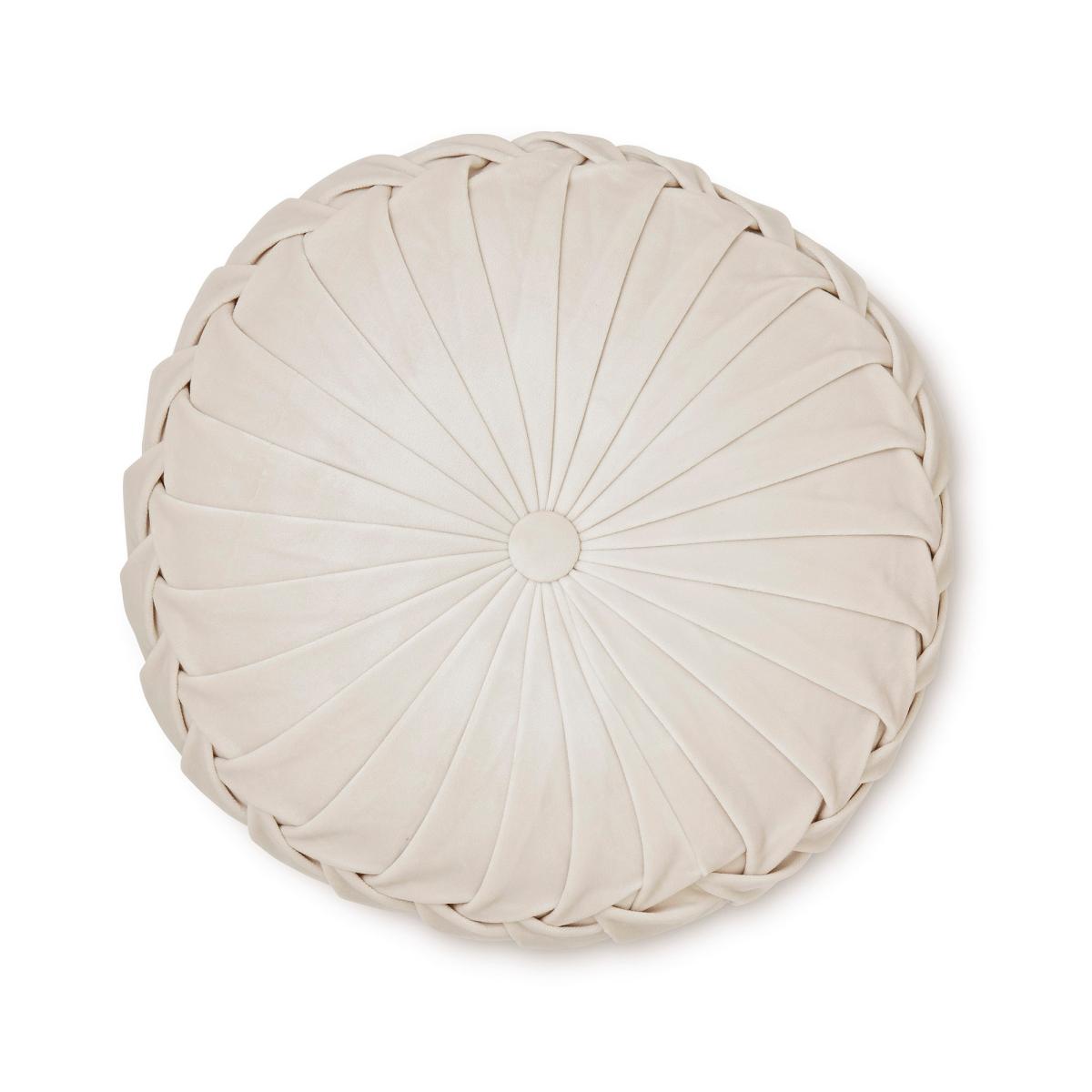 Rosanna Velvet Circle Cushion by Laura Ashley in Almond White&nbsp;35x14cm – image 2