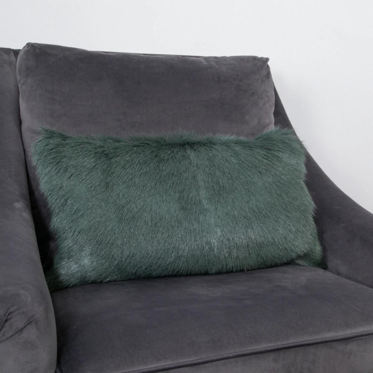 Florie Goatskin Bolster Cushion in Turquoise Green35x50cm – image 1