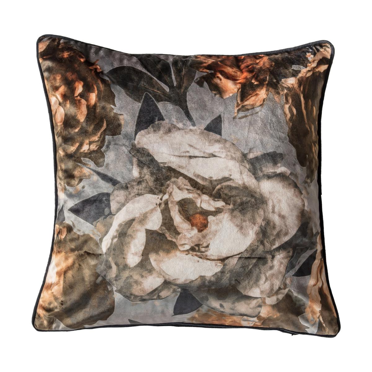 Vintage Peony Cushion in Mink Brown55x55cm – image 2