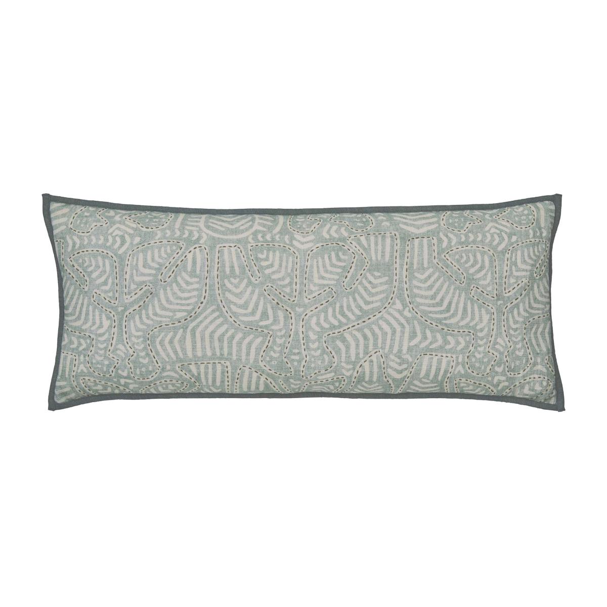 Yuna Geometric Bird Stitched Cotton Cushion in Sage Green – image 1